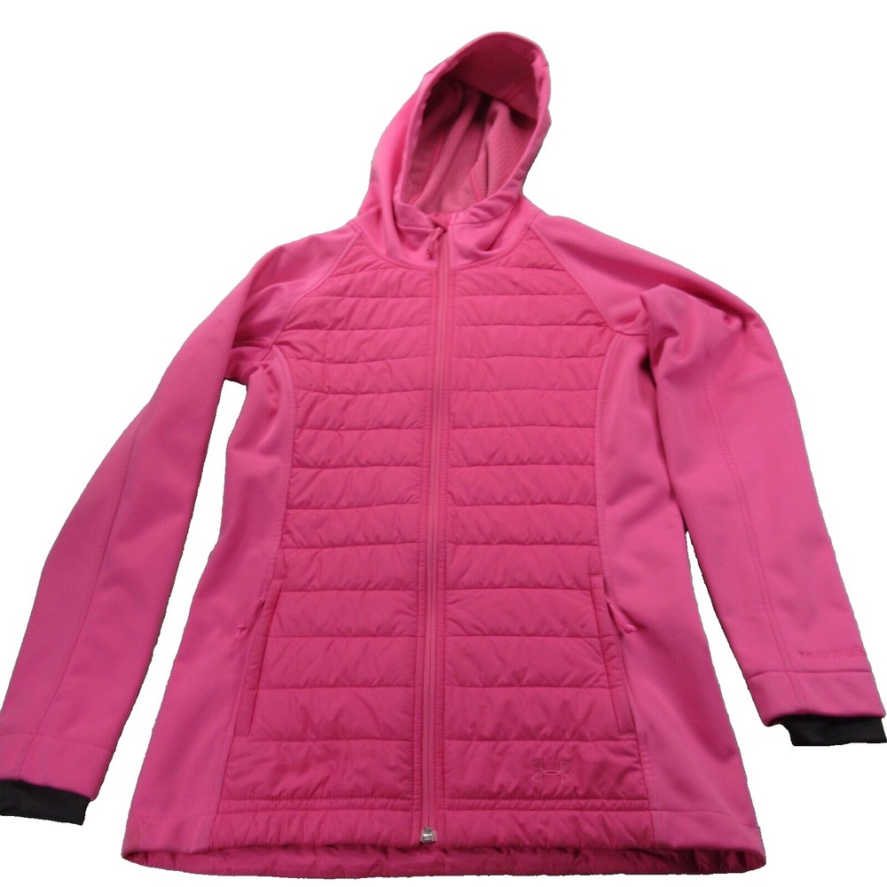 Under Armour Coldgear Storm Jacket Women XS Pink Pockets Primaloft Hood Zip